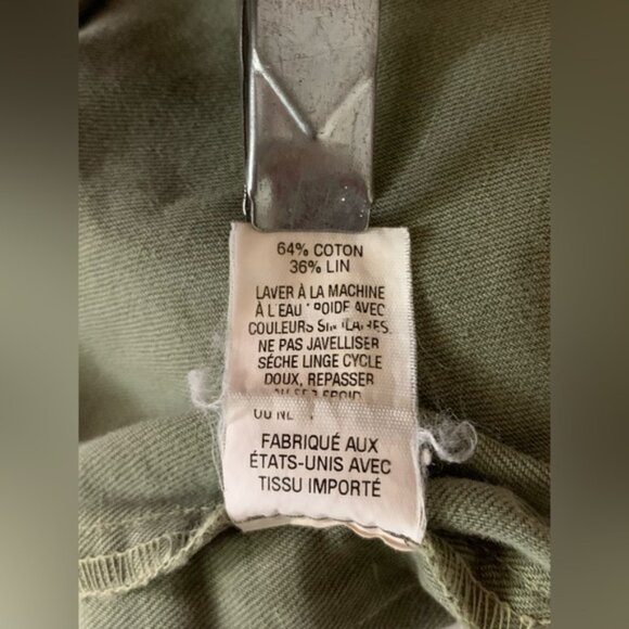 Nili Lotan Slouchy Linen Luna Pant w Side Tape Drop Crotch Army Green Size 4 - Picture 6 of 11